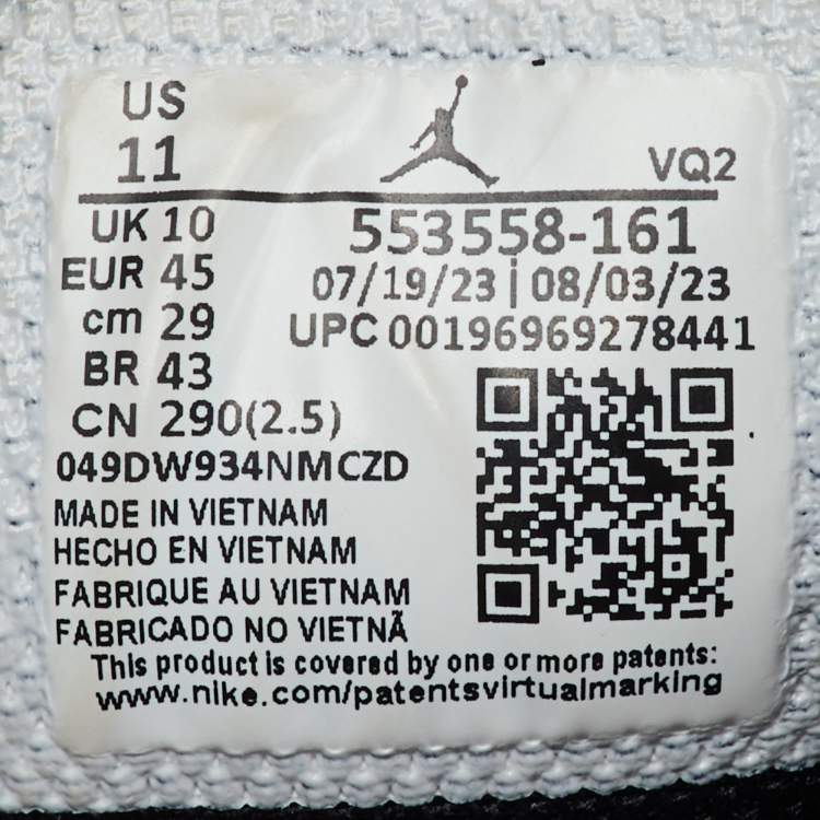 Pre Owned Air Jordans Black/Red Leather Jordan 1 Low Bred Toe Sneakers Size 45