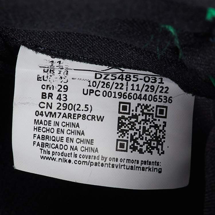 Pre Owned Air Jordans Green/Black Leather Jordan 1 Retro High OG Lucky Green Sneakers Size 45