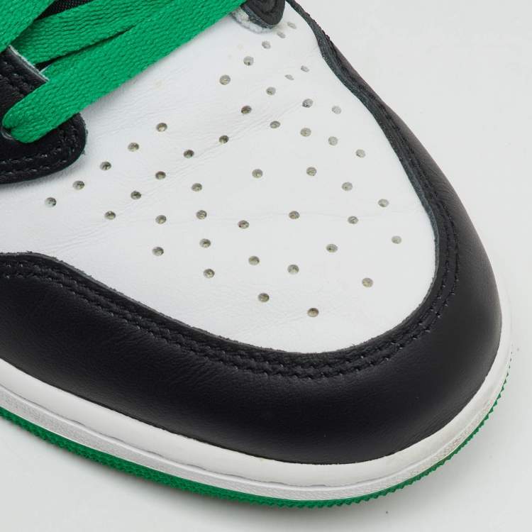 Pre Owned Air Jordans Green/Black Leather Jordan 1 Retro High OG Lucky Green Sneakers Size 45