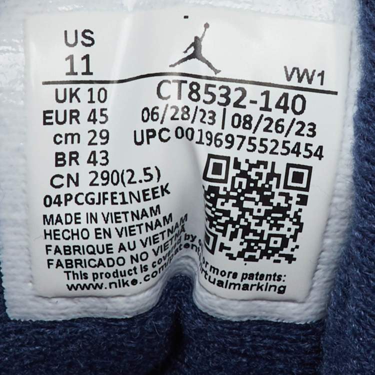 Pre Owned Air Jordans White/Navy Blue Leather Jordan 3 Retro Midnight Navy Sneakers Size 45