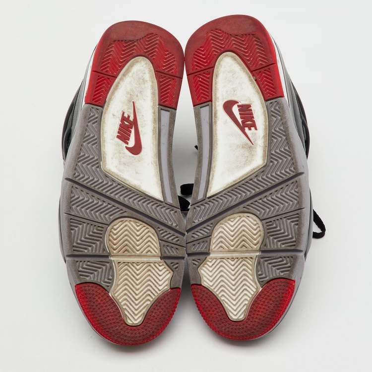 Pre Owned Air Jordans Black Leather Jordan 4 Retro Bred Reimagined Sneakers Size 45