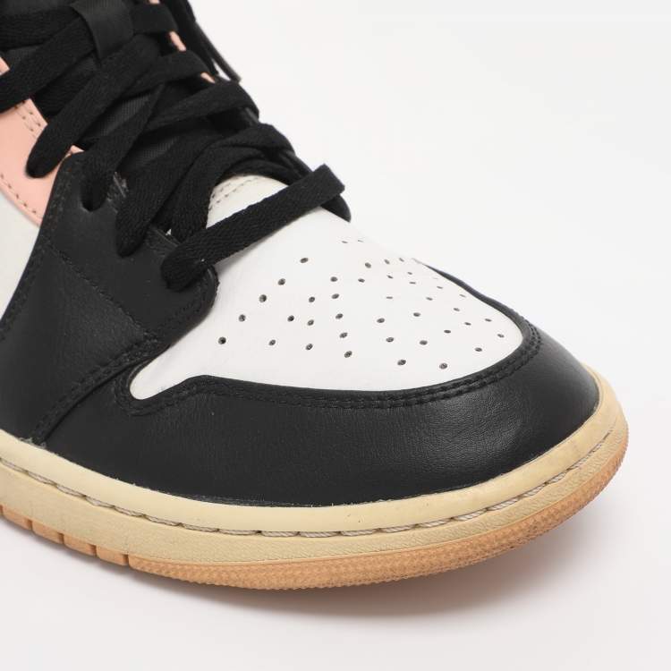 Pre Owned Air Jordans Multicolor Leather Jordan 1 Mid Linen Sneakers Size 45