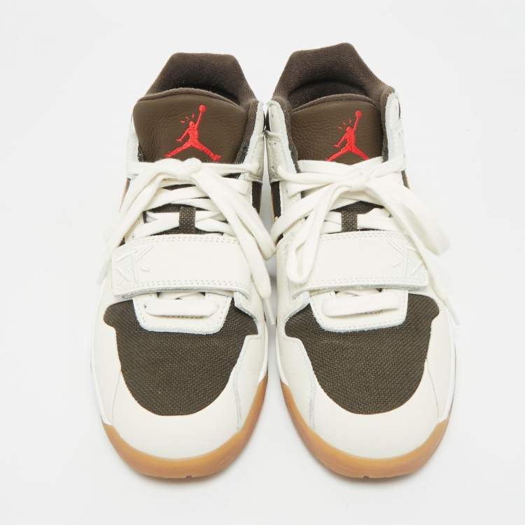 Pre Owned Air Jordans Multicolor Canvas and Leather Jordan Jumpman Jack TR Travis Scott Sail Sneakers Size 44.5