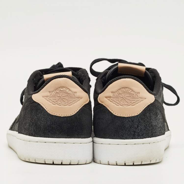 Pre Owned Air Jordans Black Suede Jordan 1 Retro Low OG Black Vachetta Sneakers Size 44.5