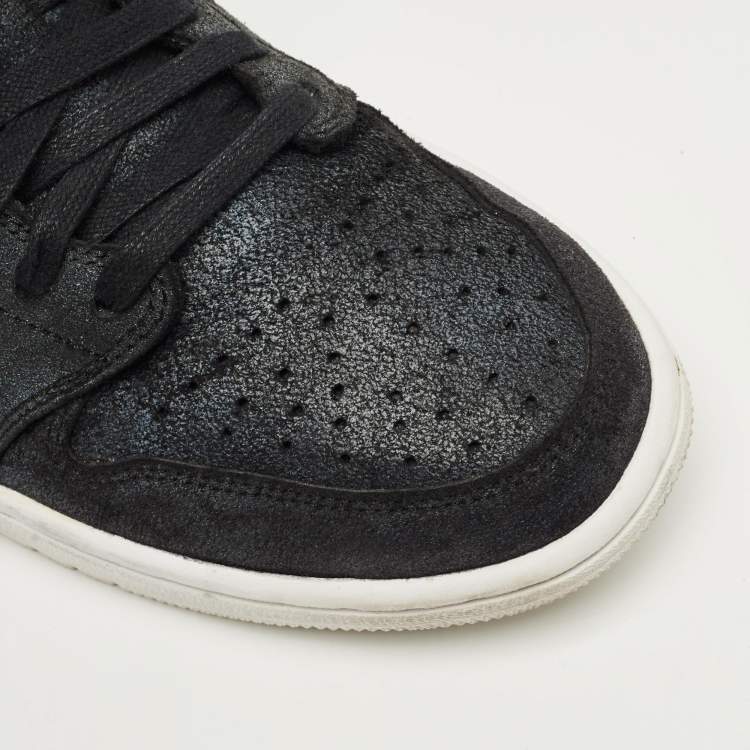 Pre Owned Air Jordans Black Suede Jordan 1 Retro Low OG Black Vachetta Sneakers Size 44.5