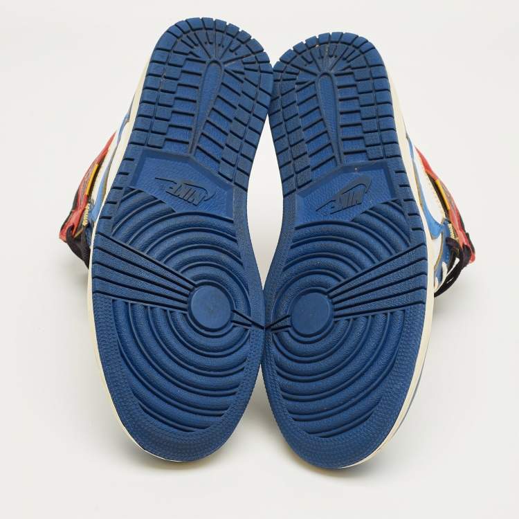 Pre Owned Air Jordans Multicolor Leather Jordan 1 Retro High Union Los Angeles Storm Blue Sneakers Size 44.5