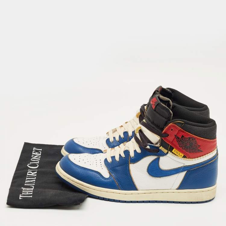 Pre Owned Air Jordans Multicolor Leather Jordan 1 Retro High Union Los Angeles Storm Blue Sneakers Size 44.5
