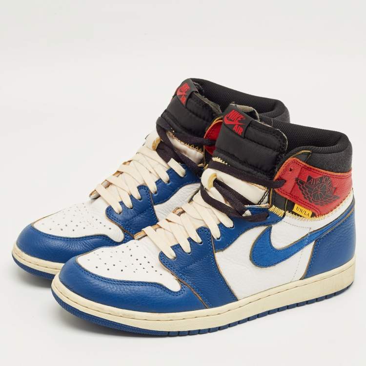 Pre Owned Air Jordans Multicolor Leather Jordan 1 Retro High Union Los Angeles Storm Blue Sneakers Size 44.5