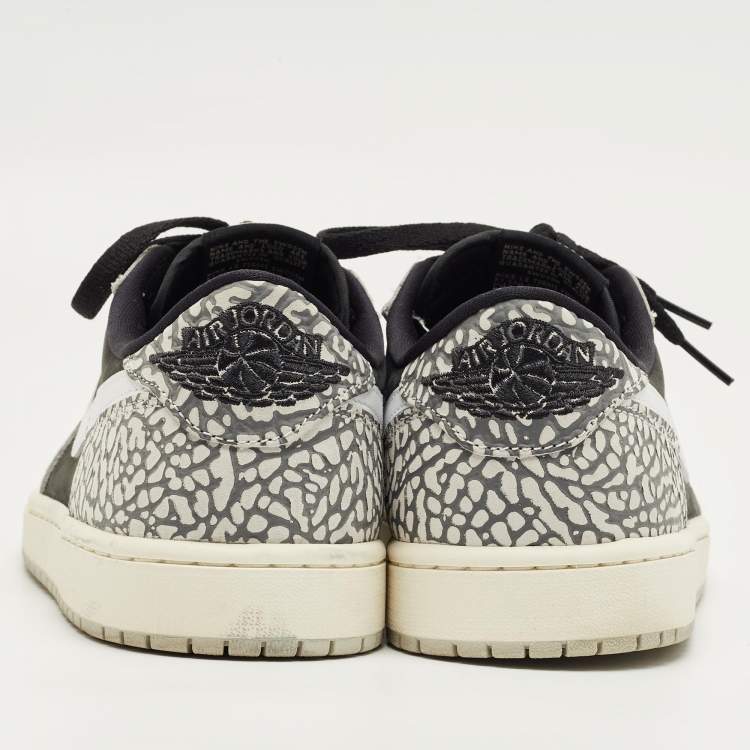 Pre Owned Air Jordans Black/Grey Nubuck and Leather Jordan 1 Retro Low OG Black Cement Sneakers Size 44.5