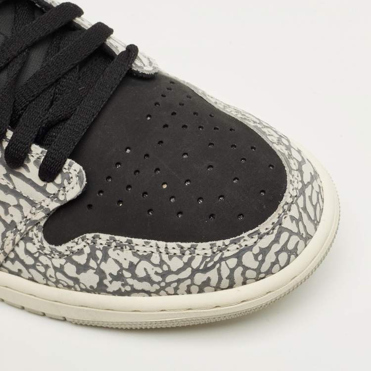 Pre Owned Air Jordans Black/Grey Nubuck and Leather Jordan 1 Retro Low OG Black Cement Sneakers Size 44.5