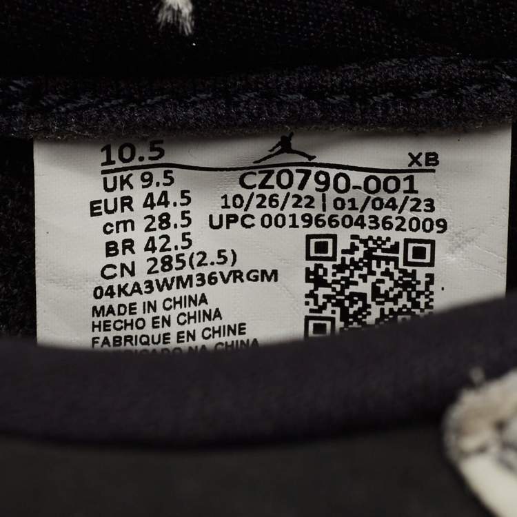 Pre Owned Air Jordans Black/Grey Nubuck and Leather Jordan 1 Retro Low OG Black Cement Sneakers Size 44.5