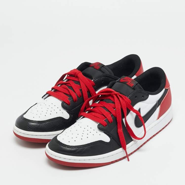 Pre Owned Air Jordans Multicolor Leather Jordan 1 Retro Low OG Black Toe Sneakers Size 44.5
