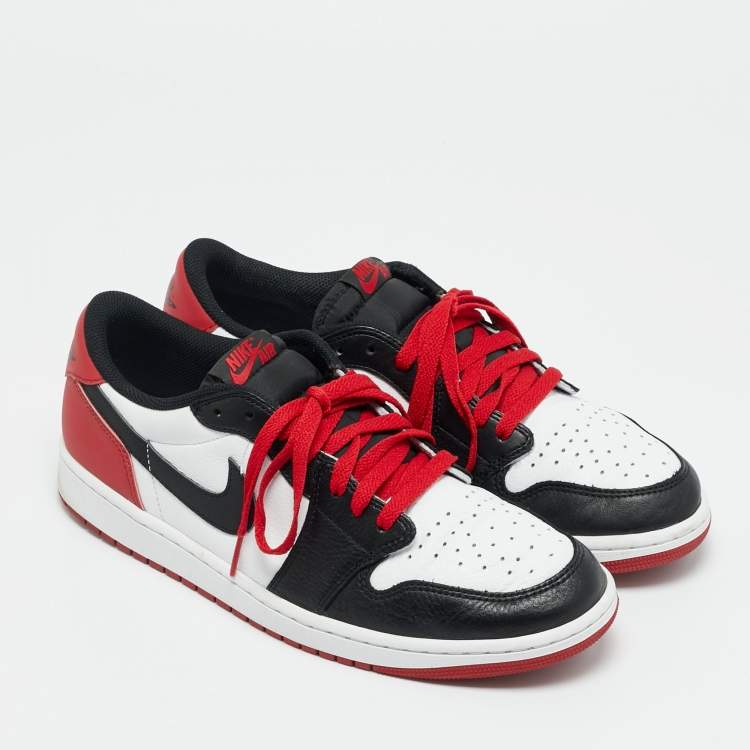 Pre Owned Air Jordans Multicolor Leather Jordan 1 Retro Low OG Black Toe Sneakers Size 44.5