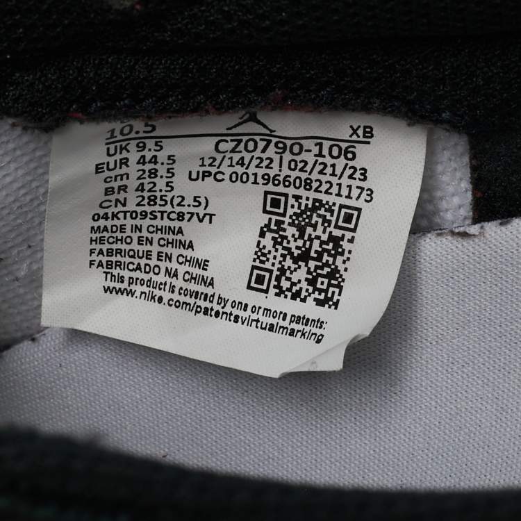 Pre Owned Air Jordans Multicolor Leather Jordan 1 Retro Low OG Black Toe Sneakers Size 44.5