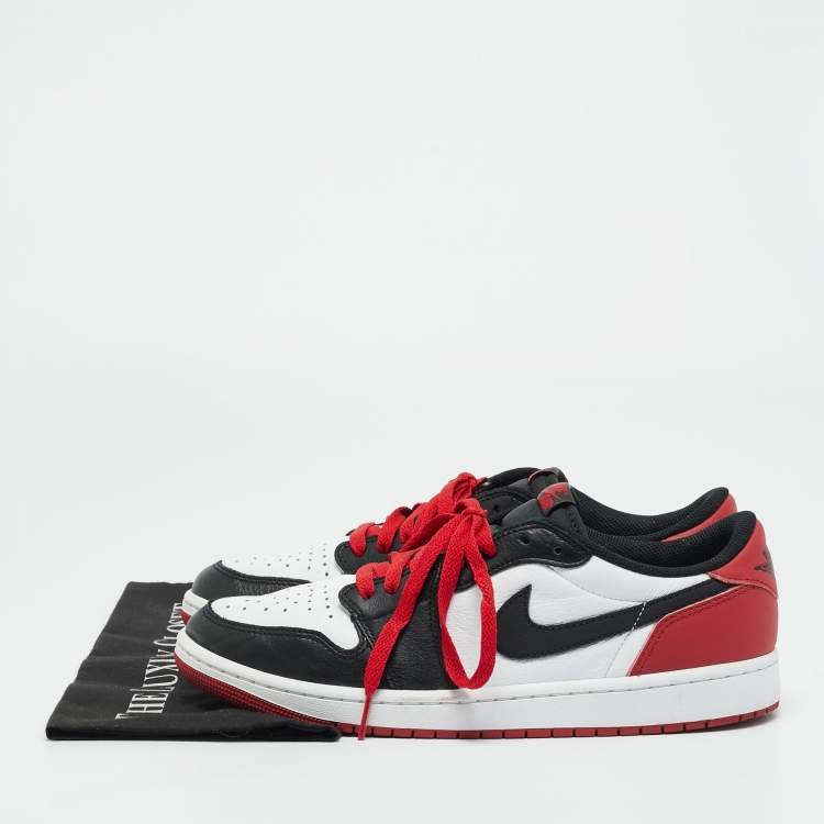 Pre Owned Air Jordans Multicolor Leather Jordan 1 Retro Low OG Black Toe Sneakers Size 44.5