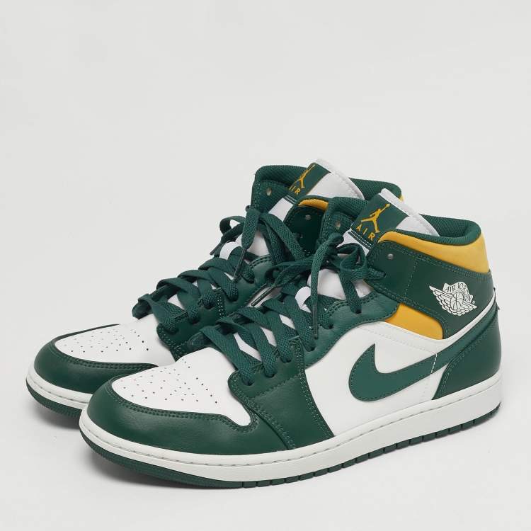 Pre Owned Air Jordans 1 Retro High Size 45 Tricolor Leather High Top Sneakers