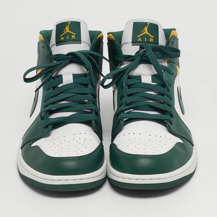 Pre Owned Air Jordans 1 Retro High Size 45 Tricolor Leather High Top Sneakers