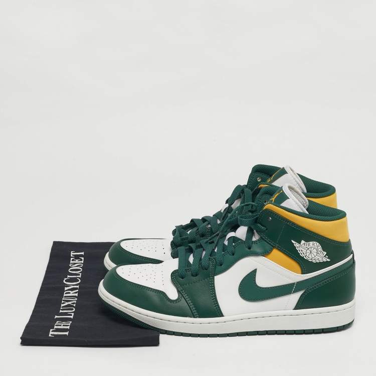 Pre Owned Air Jordans 1 Retro High Size 45 Tricolor Leather High Top Sneakers