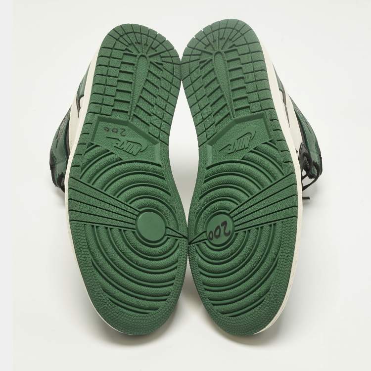 Pre Owned Air Jordans Air Jordan 1 Size 46 Green/White Leather High Top Sneakers