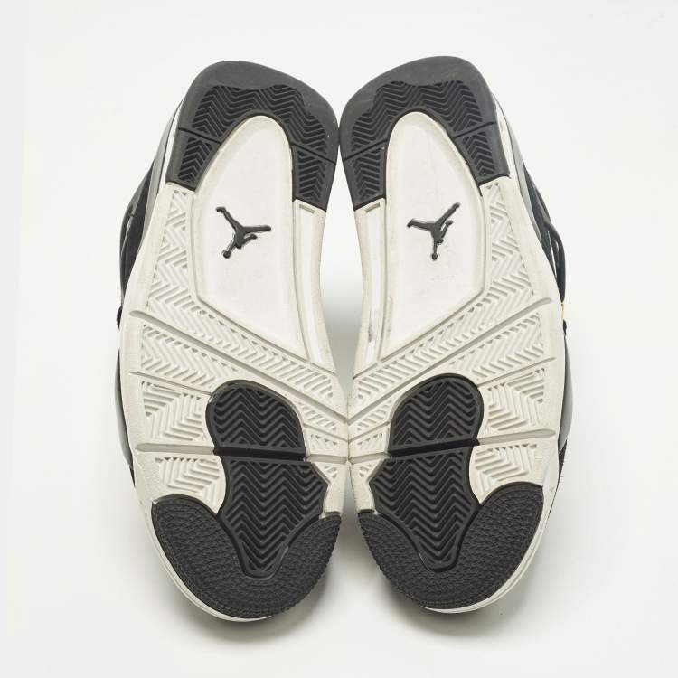 Pre Owned Air Jordans 4 Retro Size 43 Black Leather and Suede Lace Up Sneakers