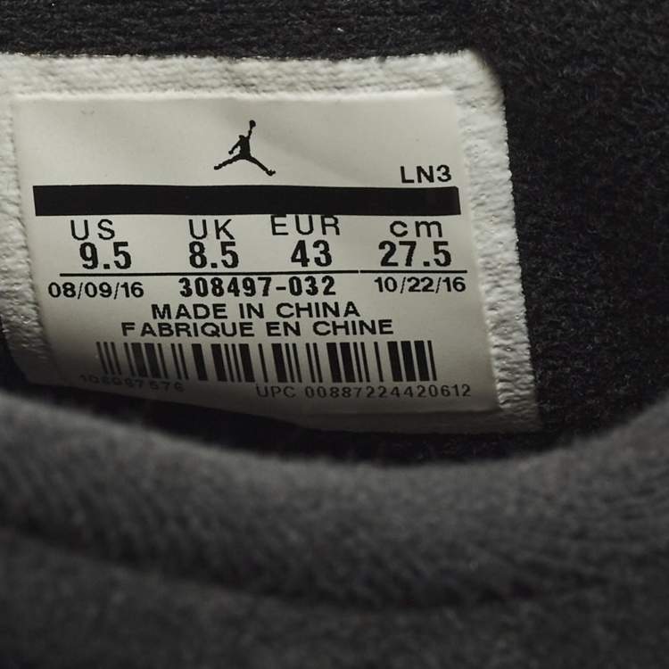 Pre Owned Air Jordans 4 Retro Size 43 Black Leather and Suede Lace Up Sneakers