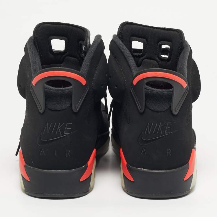 Pre Owned Air Jordans 6 Retro Size 44.5 Black Nubuck Leather High Top Sneakers