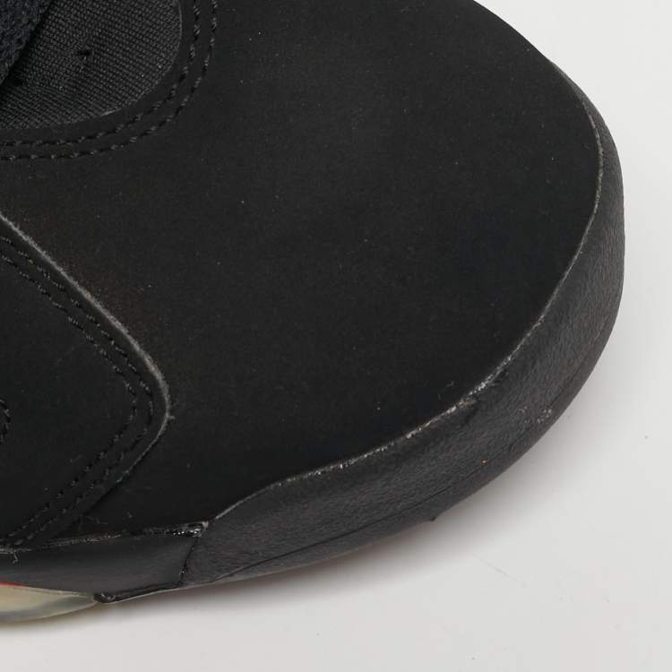 Pre Owned Air Jordans 6 Retro Size 44.5 Black Nubuck Leather High Top Sneakers