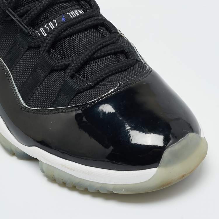 Pre Owned Air Jordans 11 Retro 'Space Jam' Size 43 Black Leather, Mesh and Patent Leather High Top Sneakers