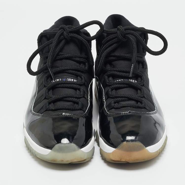 Pre Owned Air Jordans 11 Retro 'Space Jam' Size 43 Black Leather, Mesh and Patent Leather High Top Sneakers