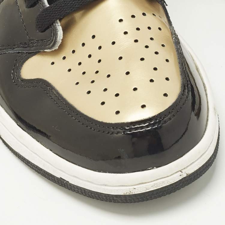 Pre Owned Air Jordans 1 Retro High Og Nrg Size 43 Gold Leather High Top Sneakers
