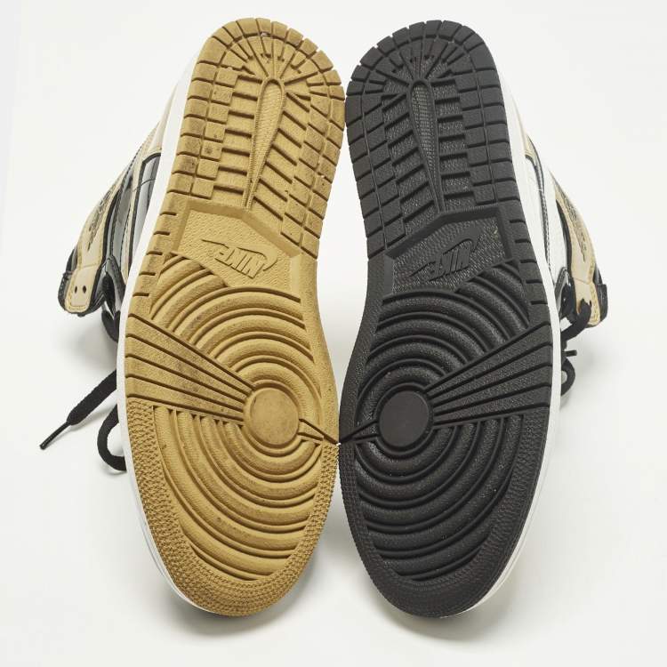 Pre Owned Air Jordans 1 Retro High Og Nrg Size 43 Gold Leather High Top Sneakers