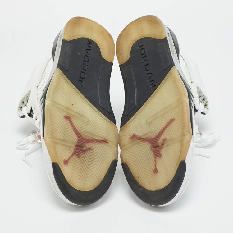 Pre Owned Air Jordans Jordan 5 Retro Size 43 White Leather High Top Sneakers