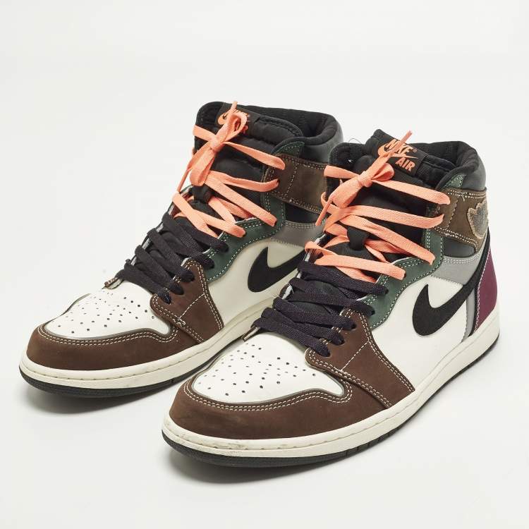 مملوكة مسبقًا Air Jordans Jordan 1 Retro OG Hand Crafted Size 45.5 Multicolor Nubuck and Leather High Top Sneakers