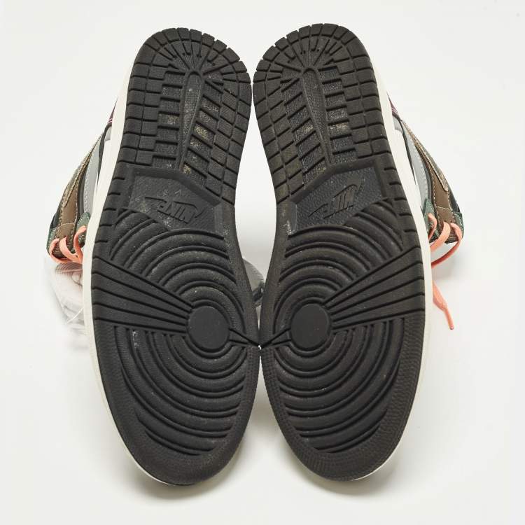 مملوكة مسبقًا Air Jordans Jordan 1 Retro OG Hand Crafted Size 45.5 Multicolor Nubuck and Leather High Top Sneakers