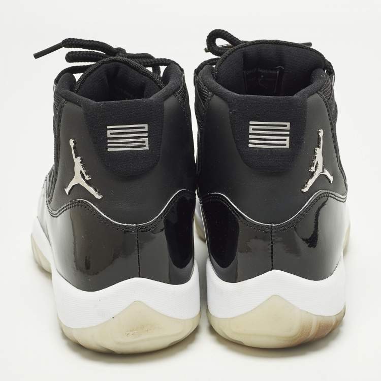 Pre Owned Air Jordans Jordan 11 Retro Jubilee 25th Anniversary Size 45.5 Black Canvas and Patent Leather High Top Sneakers