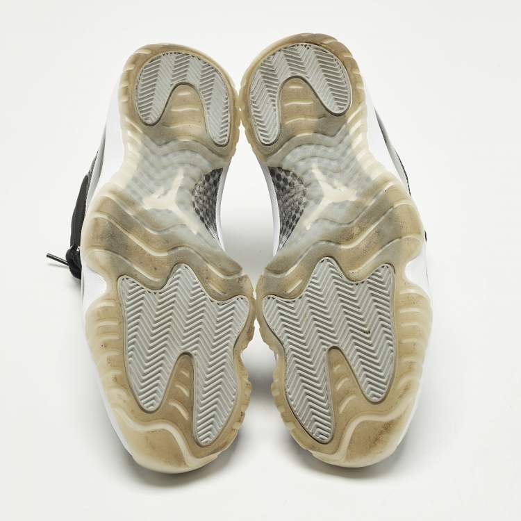 Pre Owned Air Jordans Jordan 11 Retro Jubilee 25th Anniversary Size 45.5 Black Canvas and Patent Leather High Top Sneakers