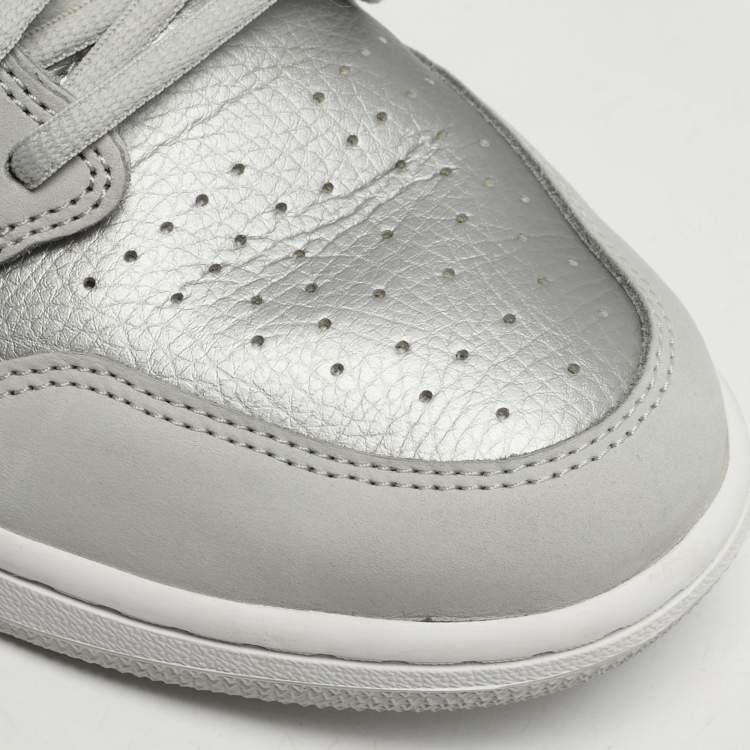 Pre Owned Air Jordans Jordan 1 Retro CO.JP Neutral Grey Size 45.5 Grey/Silver Nubuck and Leather High Top Sneakers