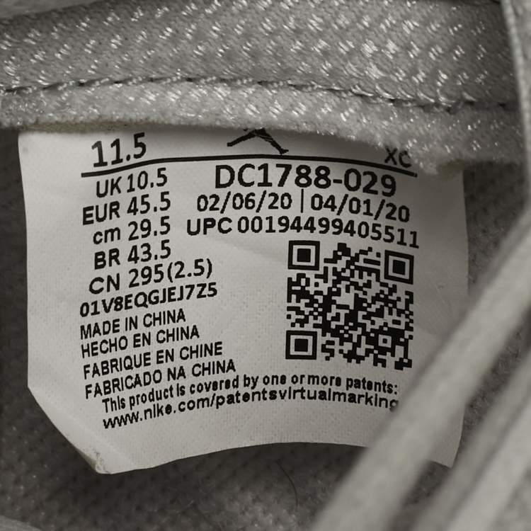 Pre Owned Air Jordans Jordan 1 Retro CO.JP Neutral Grey Size 45.5 Grey/Silver Nubuck and Leather High Top Sneakers