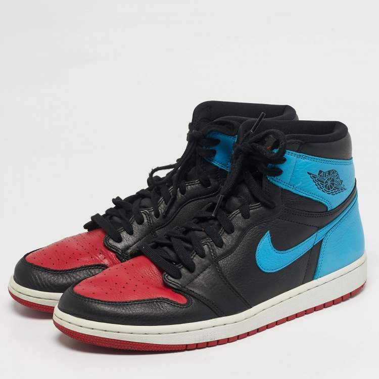 Pre Owned Air Jordans 1 High OG UNC Size 46 Tricolor Leather High Top Sneakers