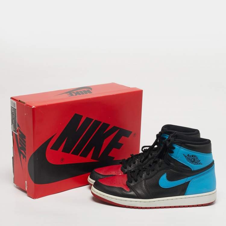 Pre Owned Air Jordans 1 High OG UNC Size 46 Tricolor Leather High Top Sneakers