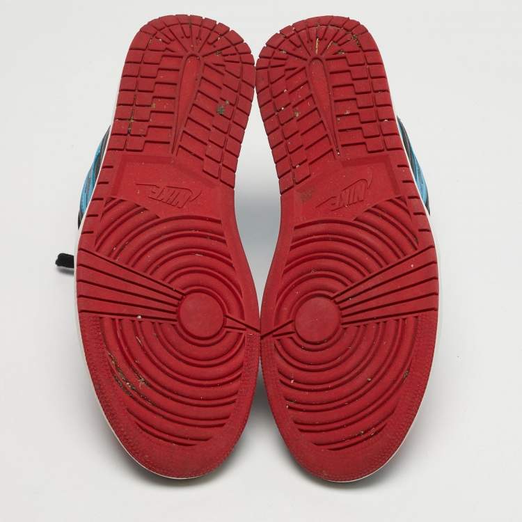 Pre Owned Air Jordans 1 High OG UNC Size 46 Tricolor Leather High Top Sneakers