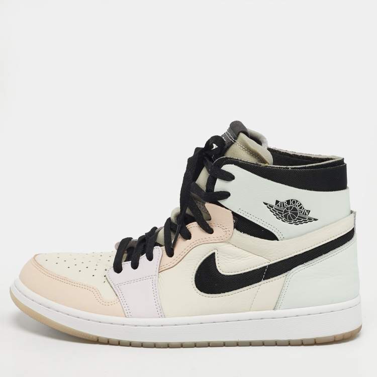 Pre Owned Air Jordans 1 Zoom Air Size 44 Multicolor Leather and Net High Top Sneakers