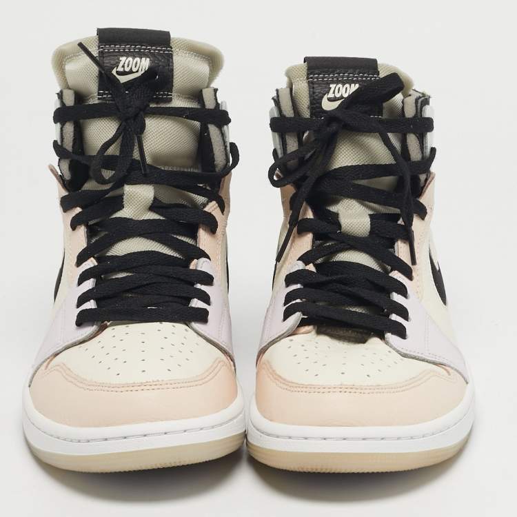 Pre Owned Air Jordans 1 Zoom Air Size 44 Multicolor Leather and Net High Top Sneakers