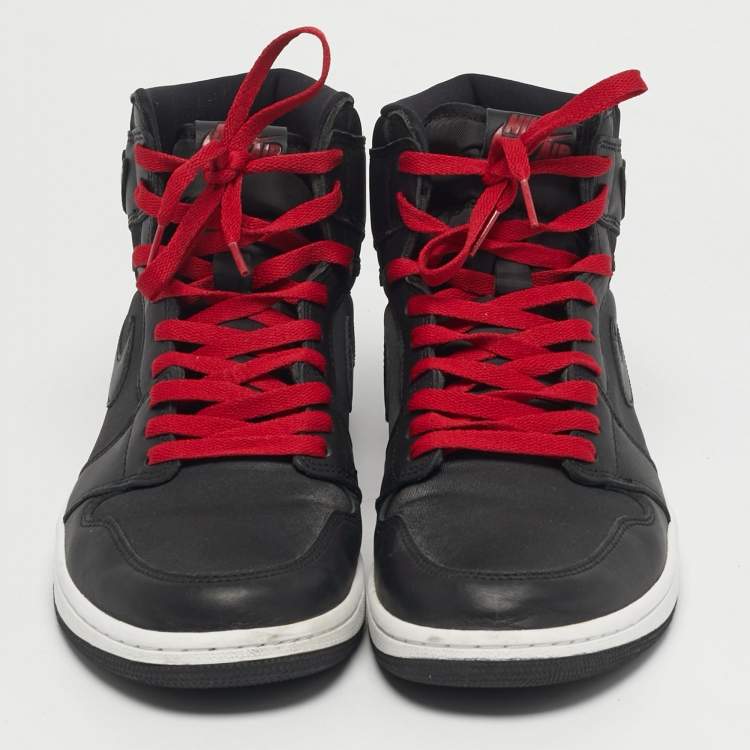 Pre Owned Air Jordans Retro High OG Size 45 Black Leather High Top Sneakers