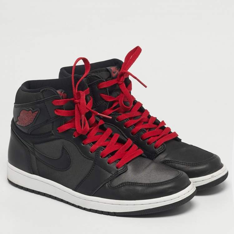 Pre Owned Air Jordans Retro High OG Size 45 Black Leather High Top Sneakers