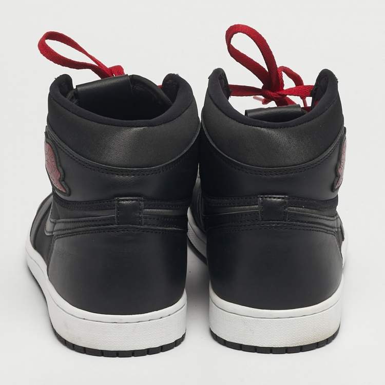 Pre Owned Air Jordans Retro High OG Size 45 Black Leather High Top Sneakers