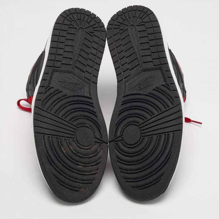 Pre Owned Air Jordans Retro High OG Size 45 Black Leather High Top Sneakers