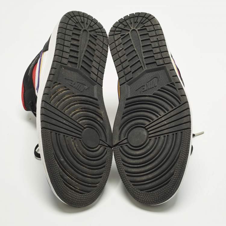 Pre Owned Air Jordans Jordan 1 Mid Lakers Top 3 Size 45 Multicolor Leather and Nubuck Leather Mid Top Sneakers