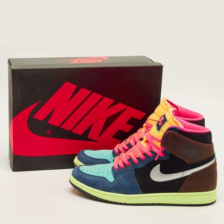 Pre Owned Air Jordans Jordan 1 Retro Tokyo Bio Hack Size 45.5 Multicolor Nubuck Leather High Top Sneakers
