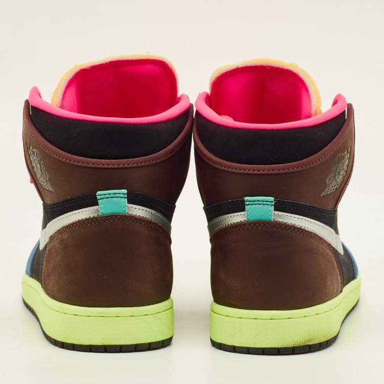 Pre Owned Air Jordans Jordan 1 Retro Tokyo Bio Hack Size 45.5 Multicolor Nubuck Leather High Top Sneakers